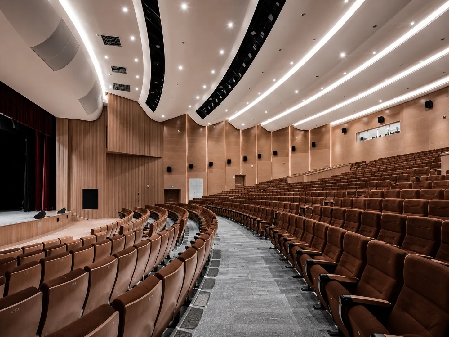 Professional auditorium AV system with integrated audio and visual solutions